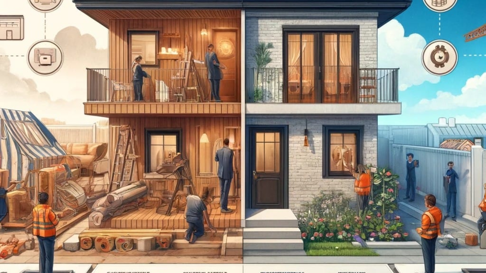 A imagem descreve a diferença entre uma administradora de obra e uma construtora de obra residencial em Jundiaí. Mostrando as vantagens da administração de obras